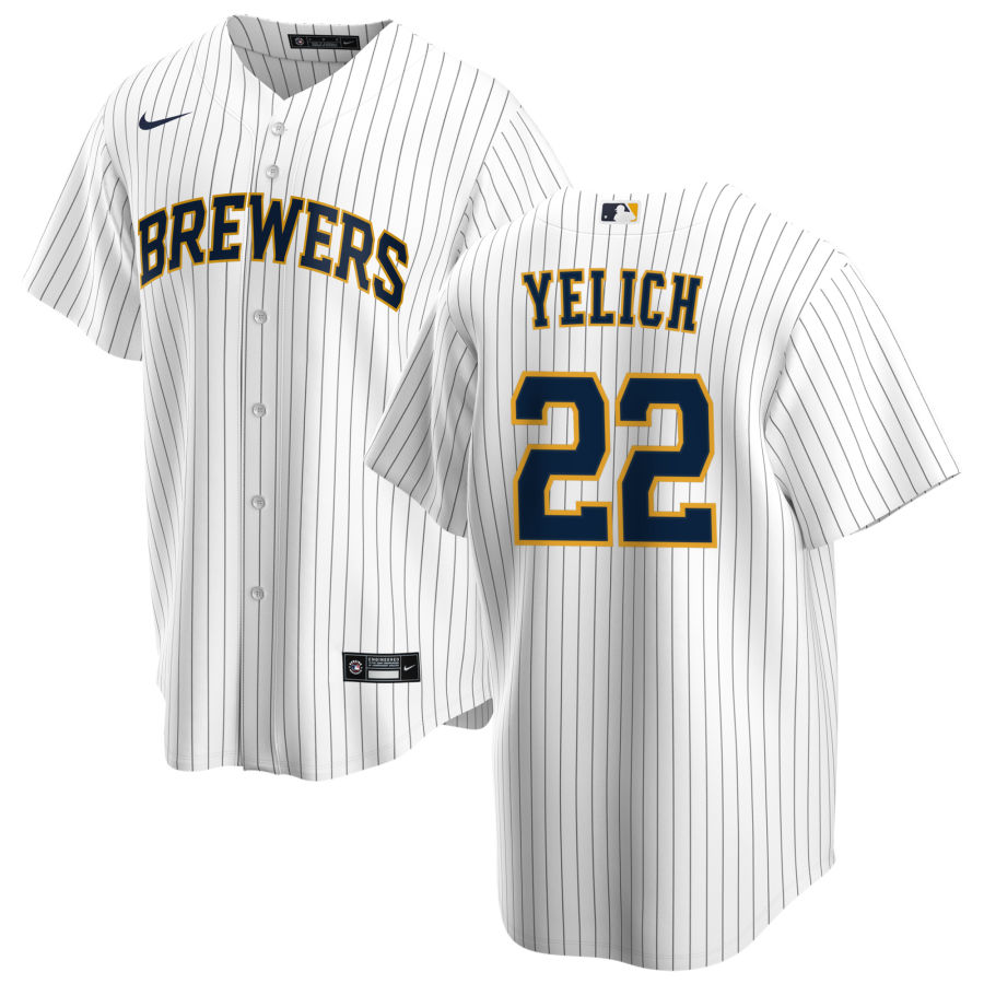 Nike Men #22 Christian Yelich Milwaukee Brewers Baseball Jerseys Sale-White